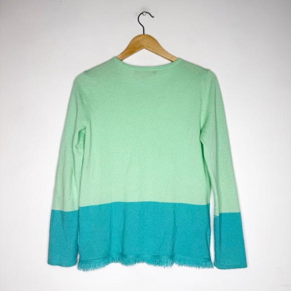 Lilly Pulitzer Rica Cashmere Sweater Size Small Blue Green Colorblock Fringe Hem - Picture 4 of 7